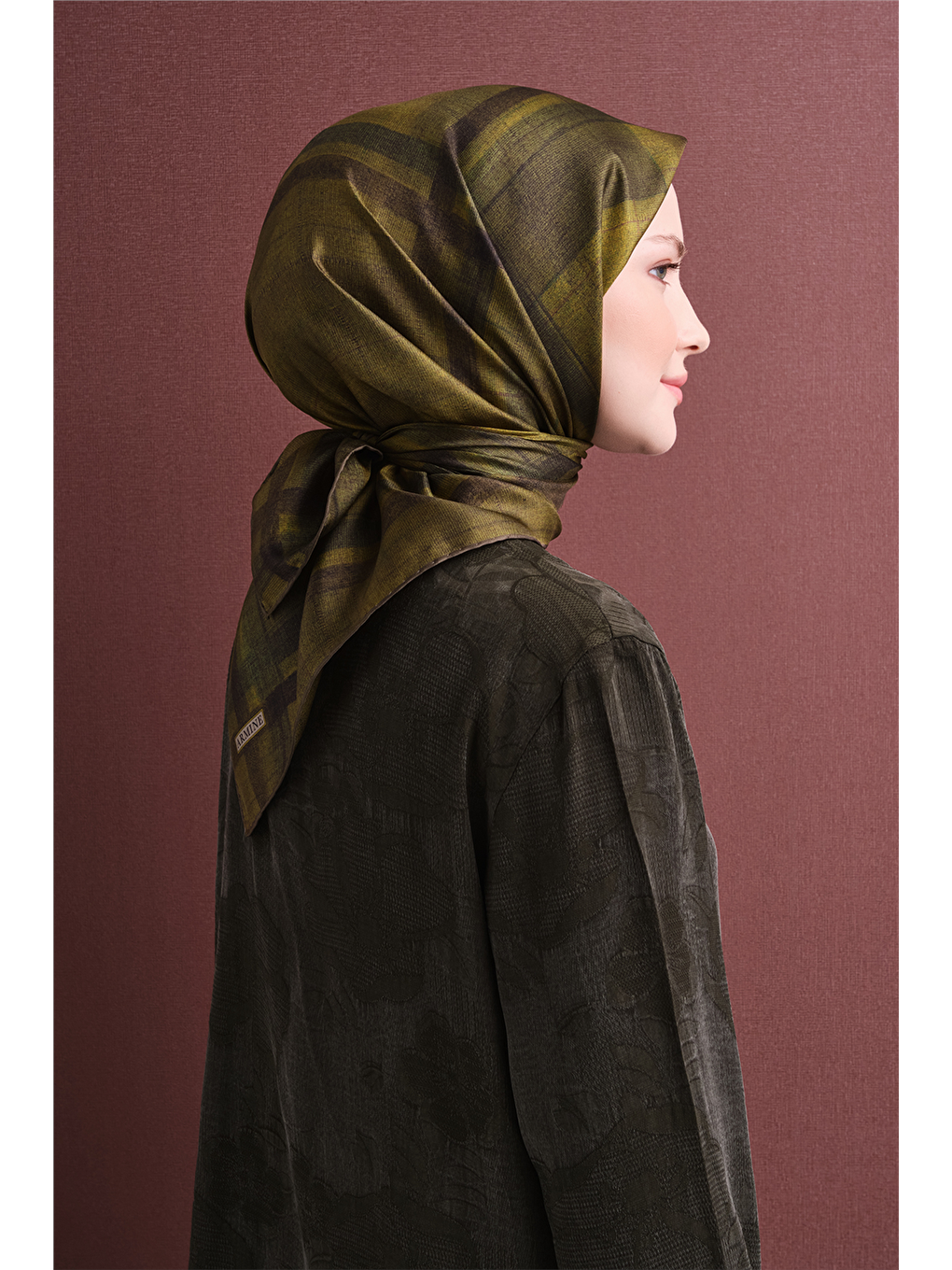 Yeşil Saf İpek Twill Eşarp 9618d 81-3