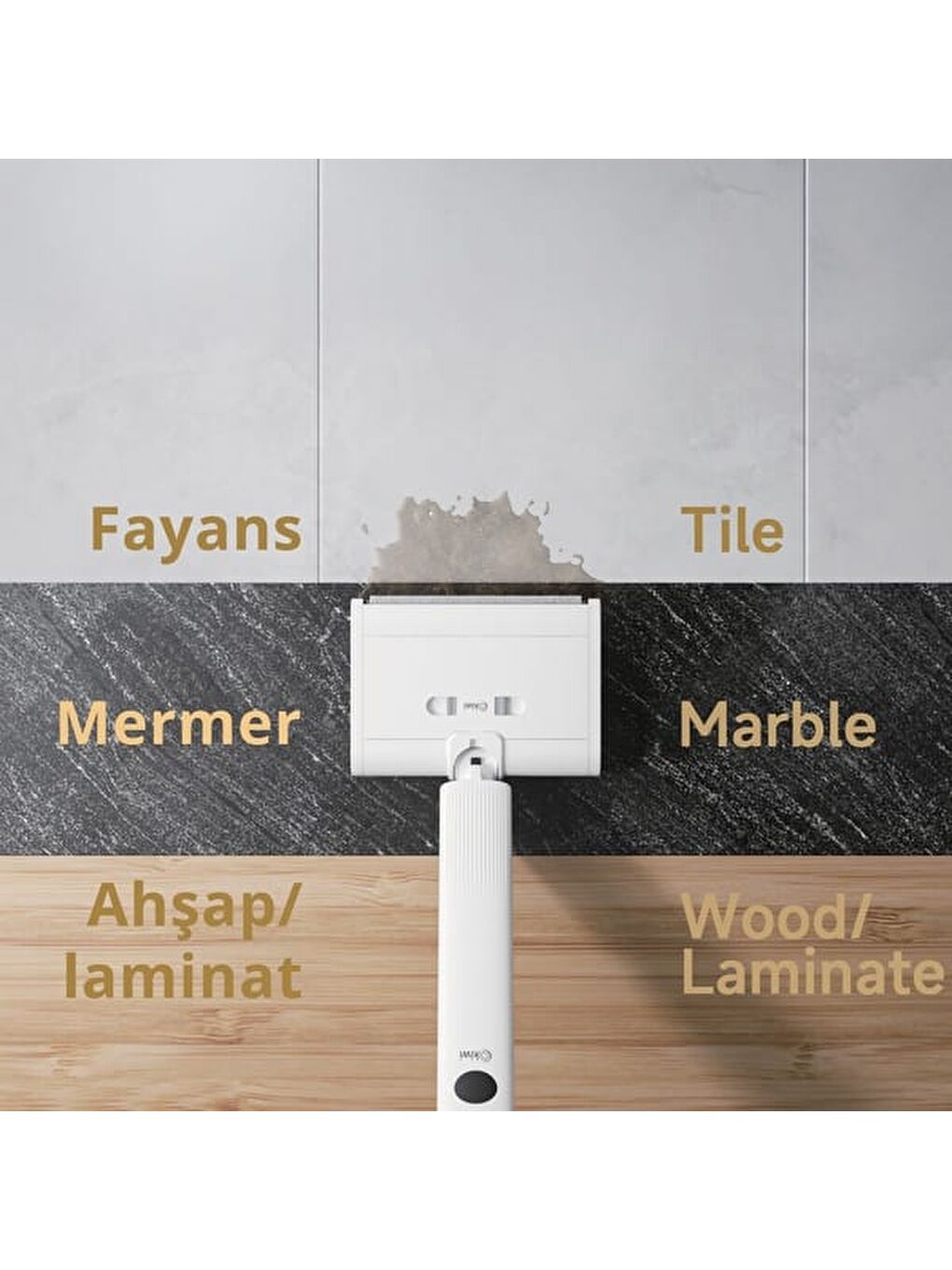 KSC-4262 Şarjlı Islak-Kuru Gırgır Süpürge ve Zemin Temizleyici Mop - Beyaz-3