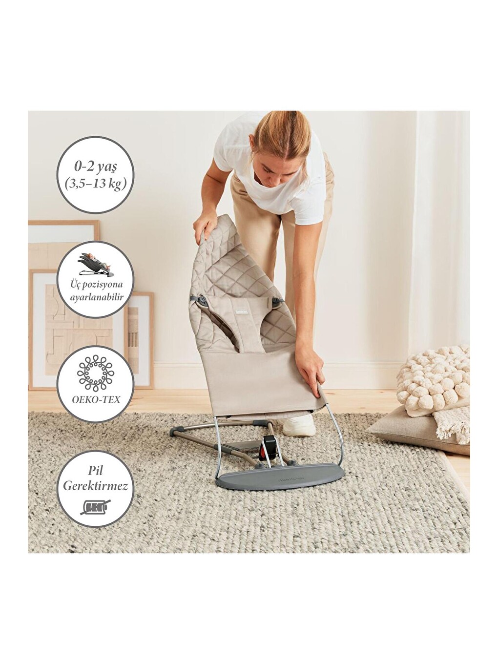 Bliss Ana Kucağı Oyuncaklı Woven Sand Grey-1