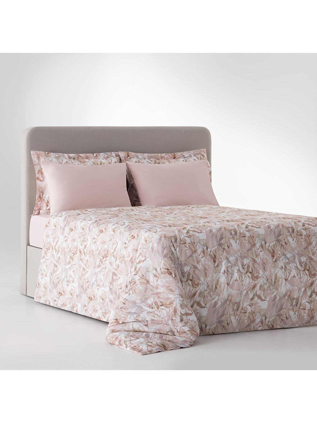 Pembe Botanica Doğa Fısıltısı Çift Kişilik %100 Ege Pamuğu Nevresim Takımı - Çarşaflı - 4 Yastıklı Somon-1