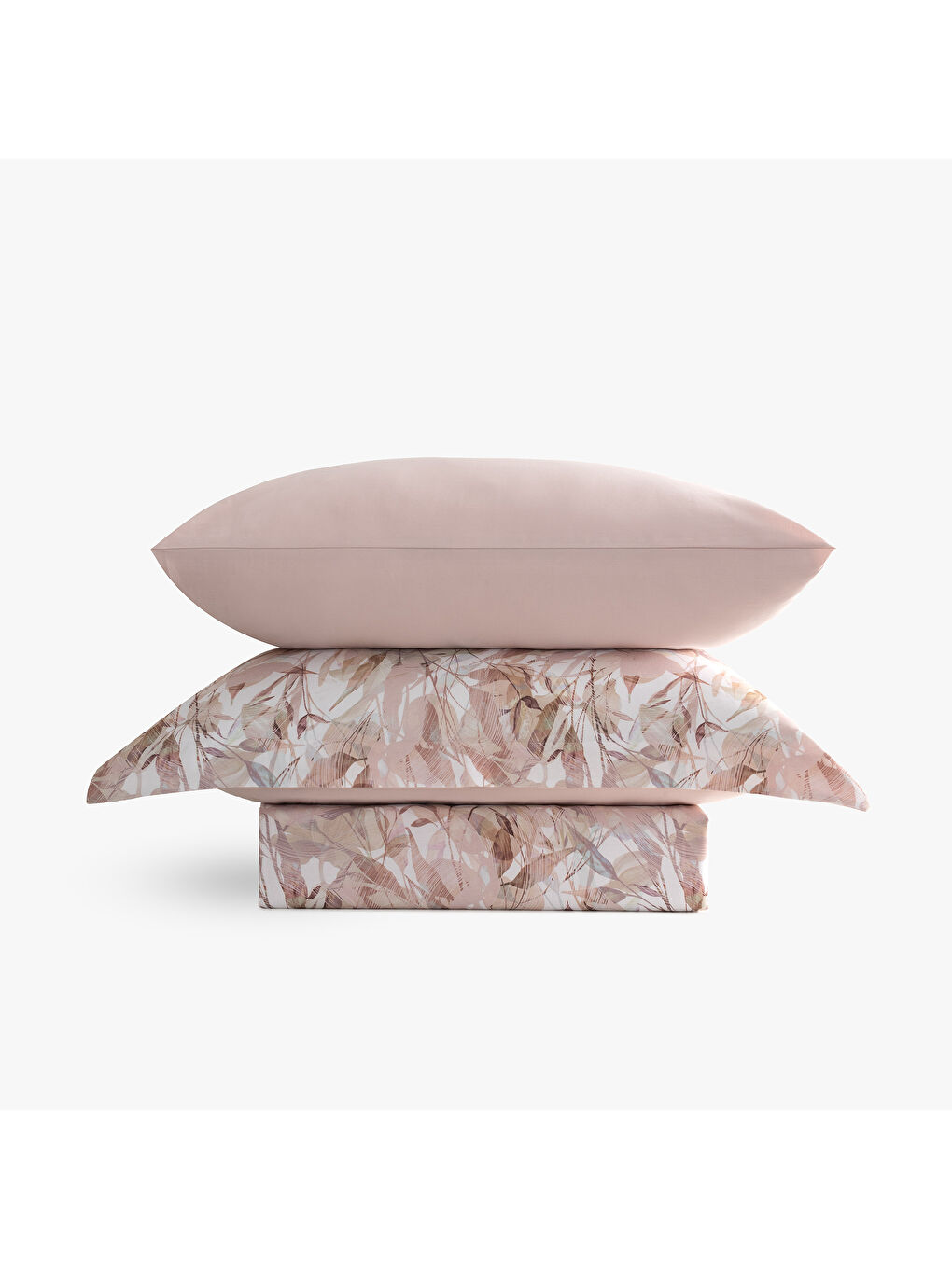 Pembe Botanica Doğa Fısıltısı Çift Kişilik %100 Ege Pamuğu Nevresim Takımı - Çarşaflı - 4 Yastıklı Somon-2