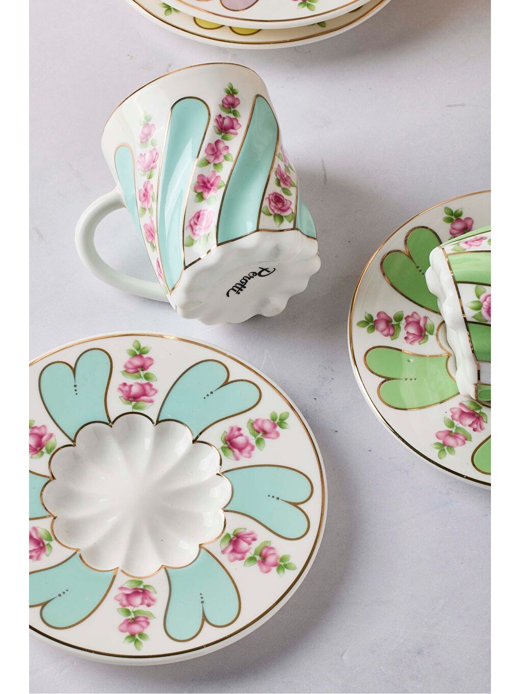 Karışık 16856 Kuzguncuk Renkli 6 Kişilik 12 Parça Porselen Kahve Takımı Dıger Çok Renkli-2