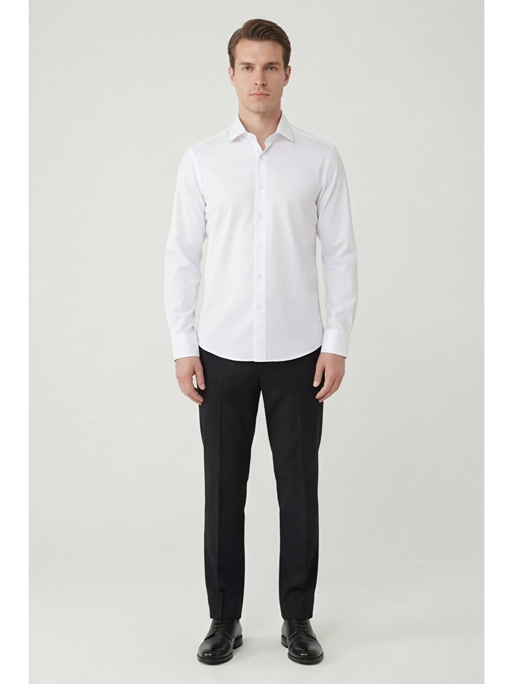 Giotelli Erkek Beyaz Dar Kesim Slim Fit Dokuma Klasik Yaka Gömlek-1
