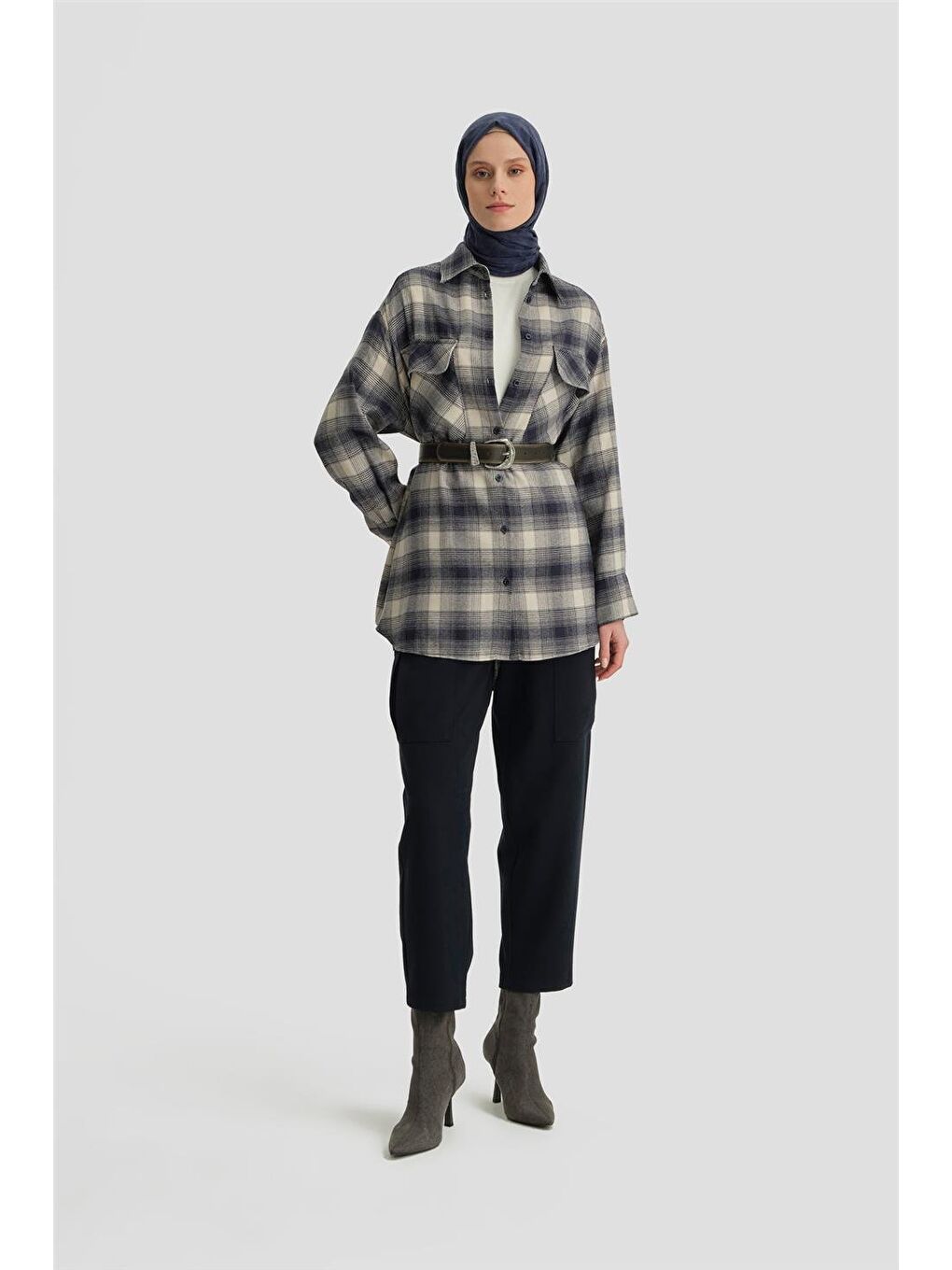 Kapaklı Cepli Oduncu Gömlek Ort3637 Lacivert