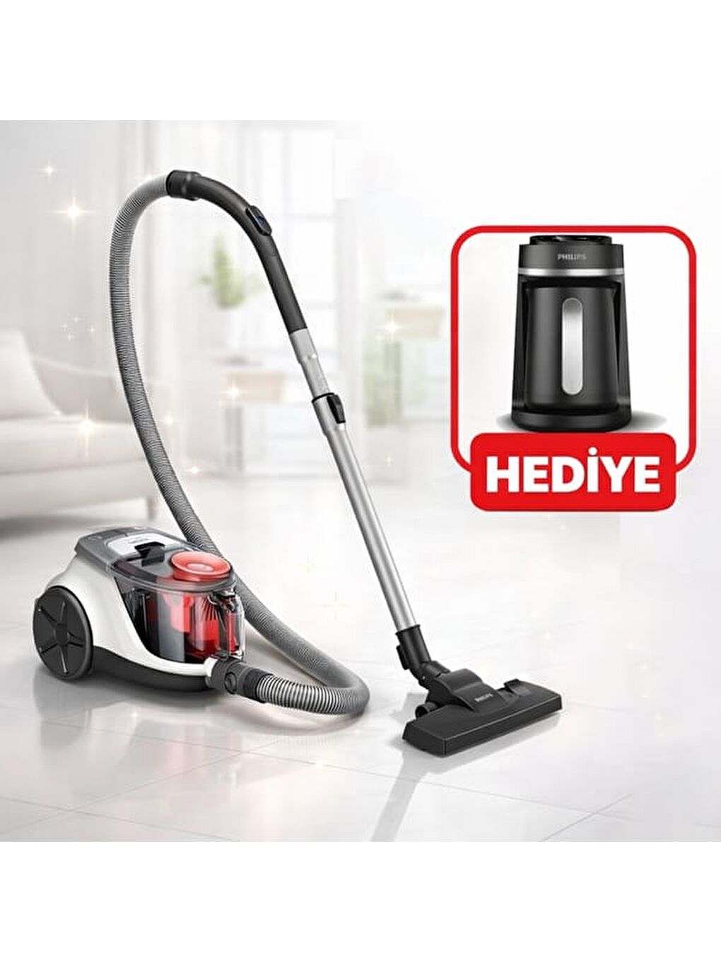 XB2142 Toz Torbasız Süpürge HDA150/60 (Kahve Makinesi Hediyeli) - Beyaz - 850 Watt