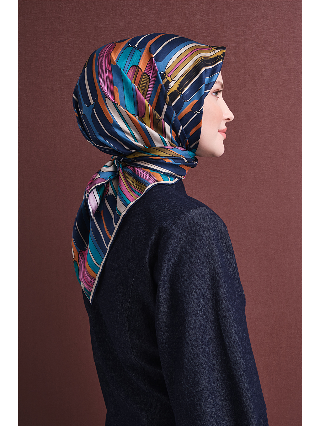 İndigo Saf İpek Twill Eşarp 9616d 06-3