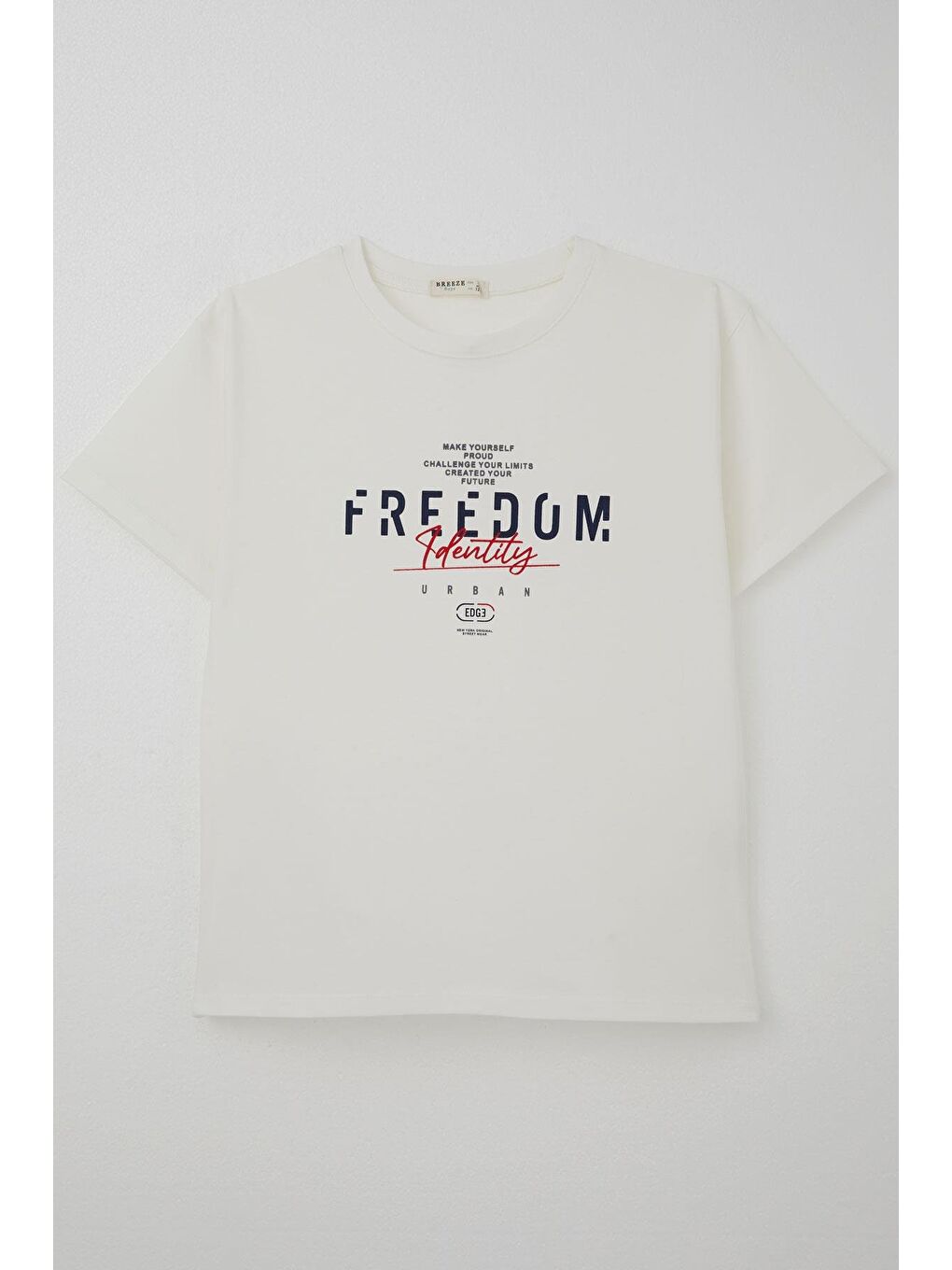 Erkek Çocuk Tişört Yazı Baskılı Ekru (5-10 Yaş)