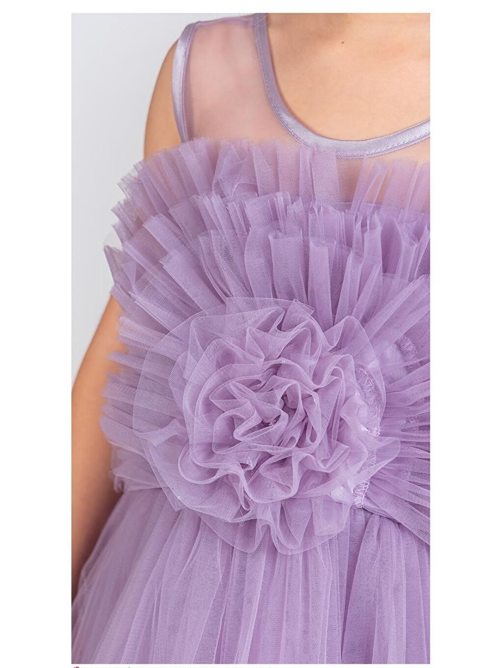 Siyah Uzun Etekli , Askılı Kız Cocuk Gül Motif Abiye Elbise M00670-9