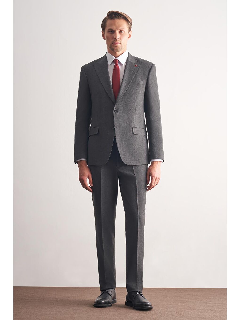 Antrasit Kırlangıç Yaka Tam Astar 6 Drop Slim Fit Takım Elbise 1001255162-1