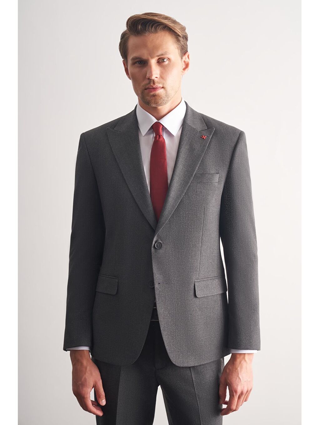 Antrasit Kırlangıç Yaka Tam Astar 6 Drop Slim Fit Takım Elbise 1001255162-2