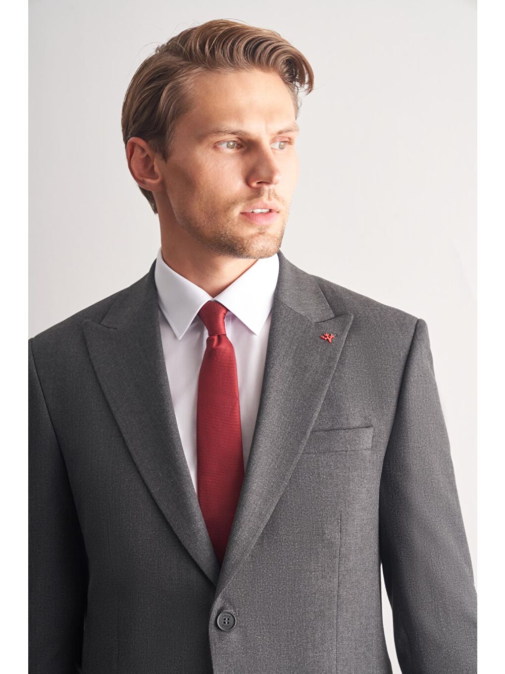 Antrasit Kırlangıç Yaka Tam Astar 6 Drop Slim Fit Takım Elbise 1001255162-3