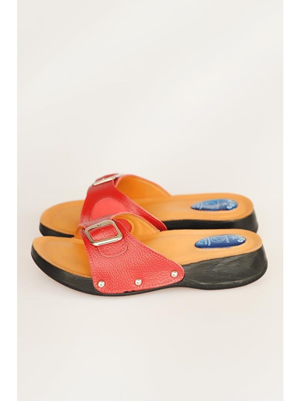 Kırmızı Anatomik Taban Hakiki Deri Topuk Dikeni Ve Kemik Çıkıntısı Kadın Terlik S99-22-1