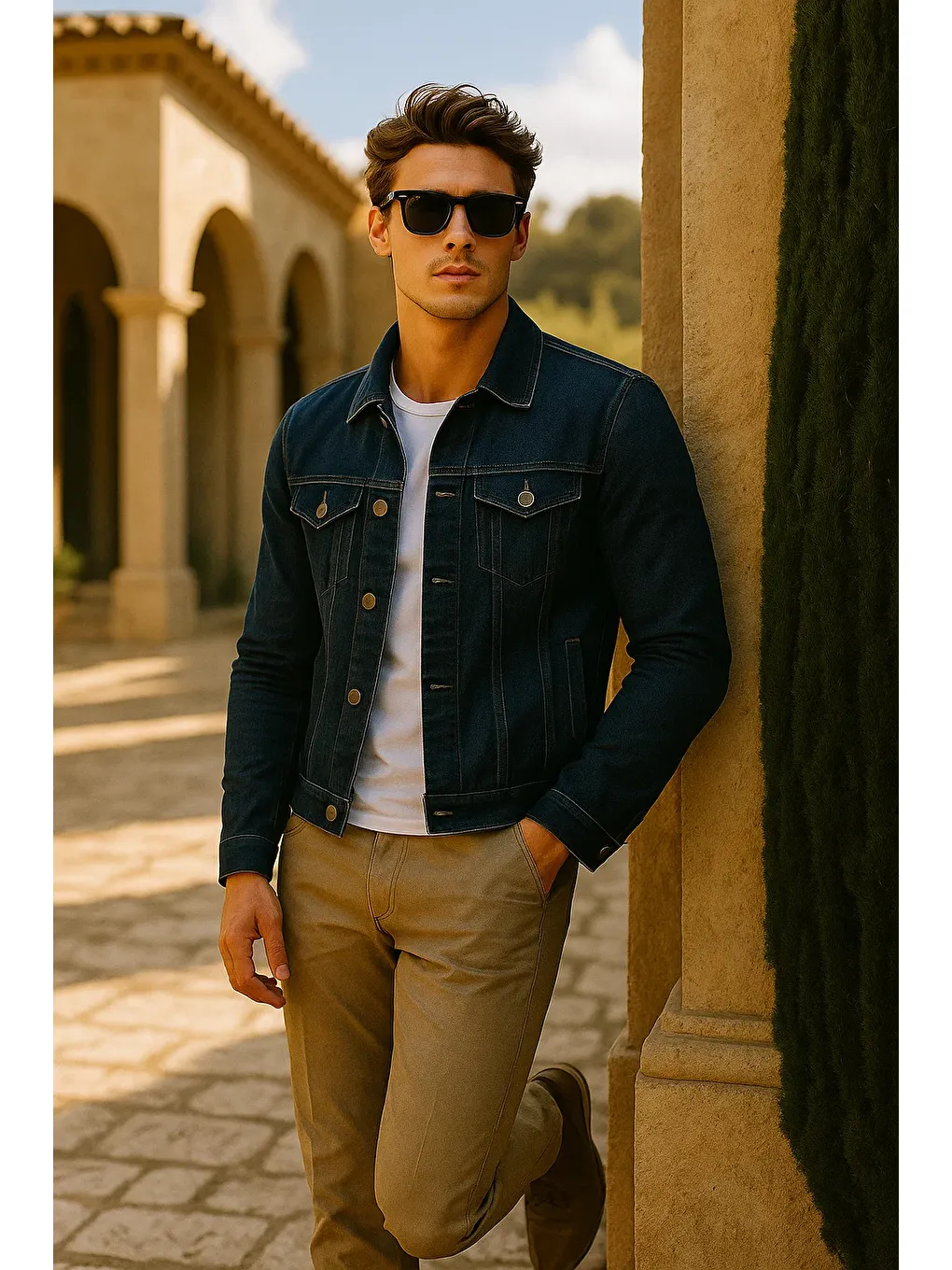 Erkek Trend Cepli Slim Fit Klasik Lacivert Jean Ceket-2