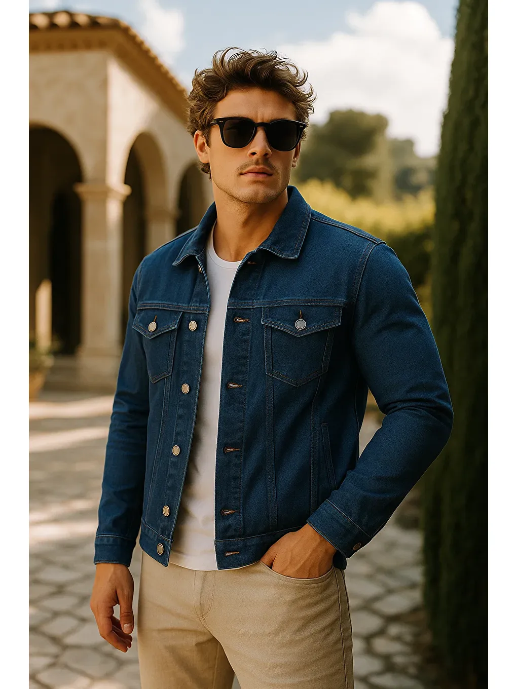 Erkek Trend Cepli Slim Fit Klasik K.Mavi Jean Ceket-1