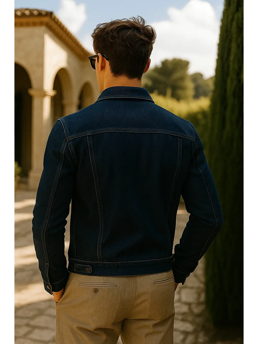 Erkek Trend Cepli Slim Fit Klasik Lacivert Jean Ceket-4