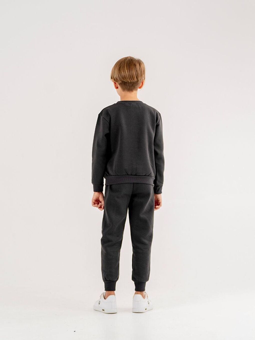 Siyah Bisiklet Yaka Baskılı  Uzun Kollu  Eşofman Takım-2