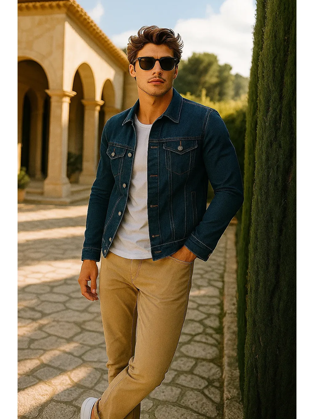 Erkek Trend Cepli Slim Fit Klasik K.Mavi Jean Ceket-2