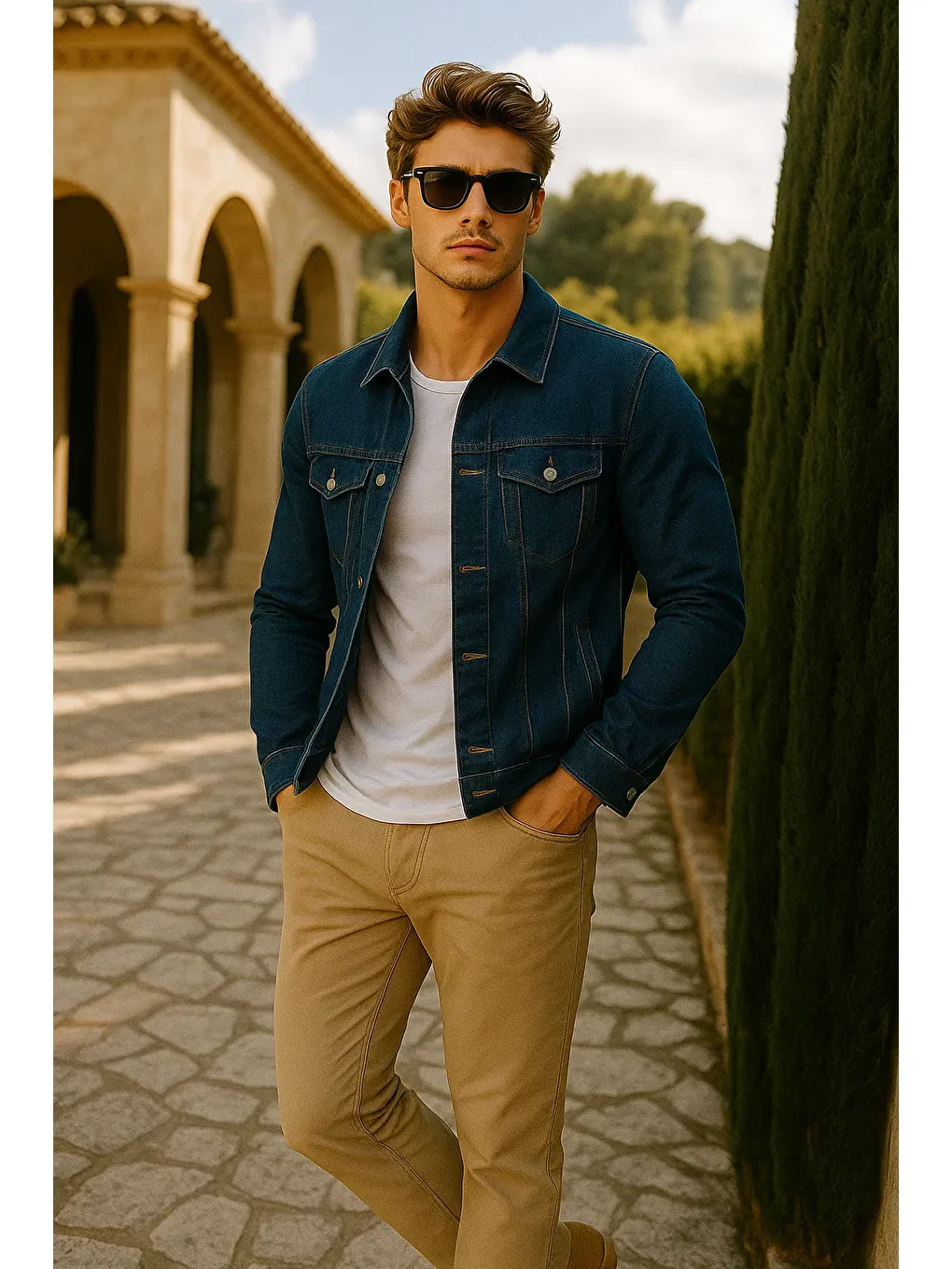 Erkek Trend Cepli Slim Fit Klasik K.Mavi Jean Ceket-3