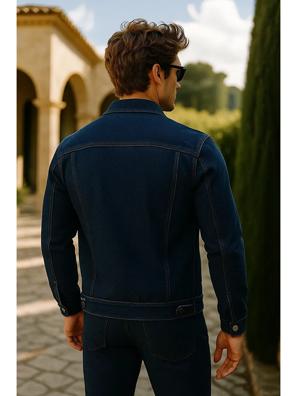 Erkek Trend Cepli Slim Fit Klasik K.Mavi Jean Ceket-4