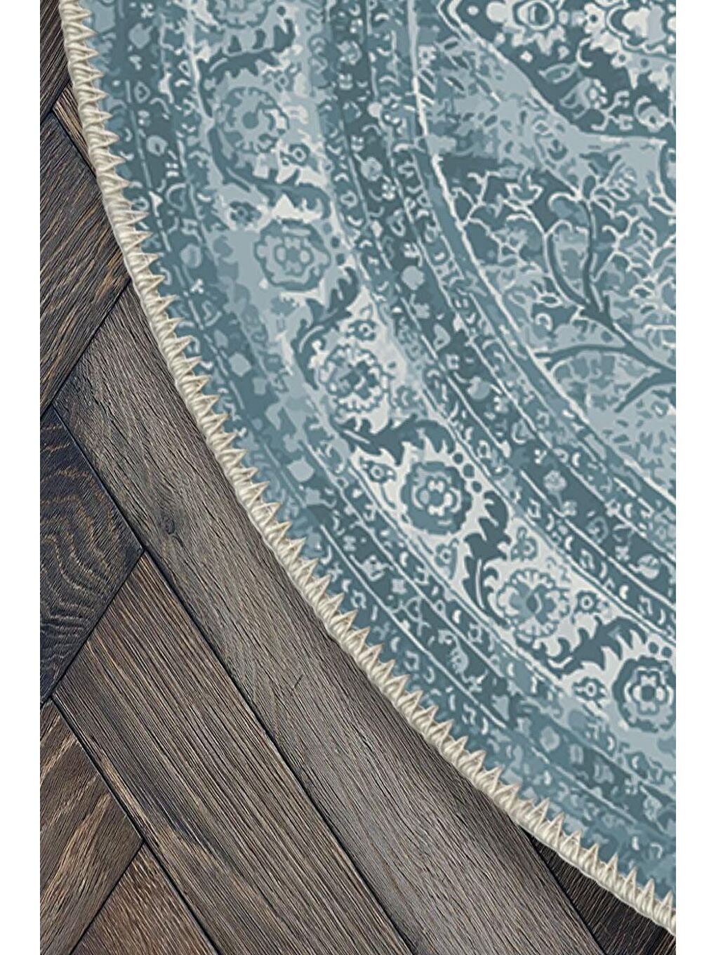 Yeşil Premium Kalite, Pamuk ve Kaydırmaz Taban, Yıkanabilir, Modern Halı  100 x 100 cm-2