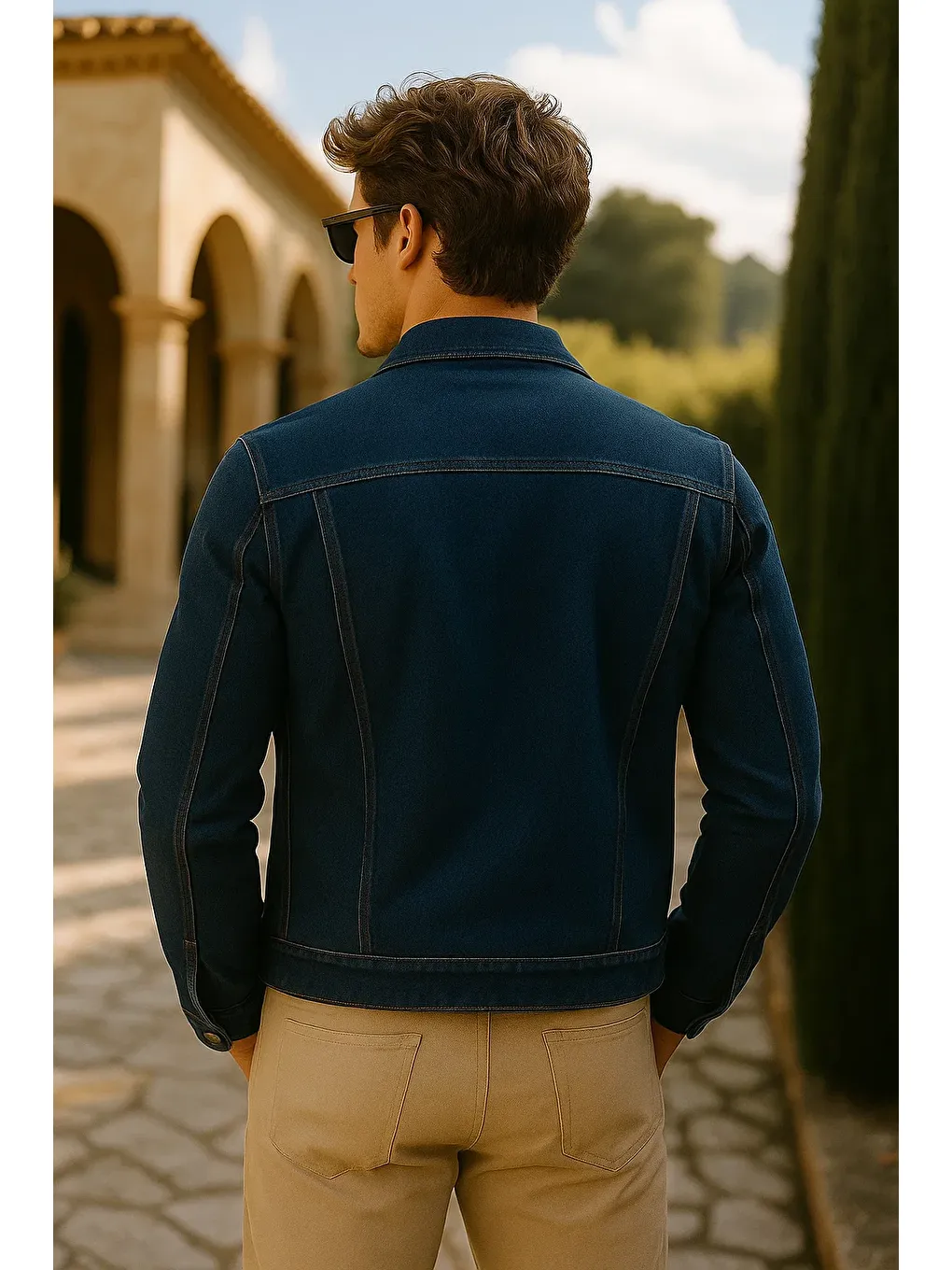 Erkek Trend Cepli Slim Fit Klasik K.Mavi Jean Ceket-5