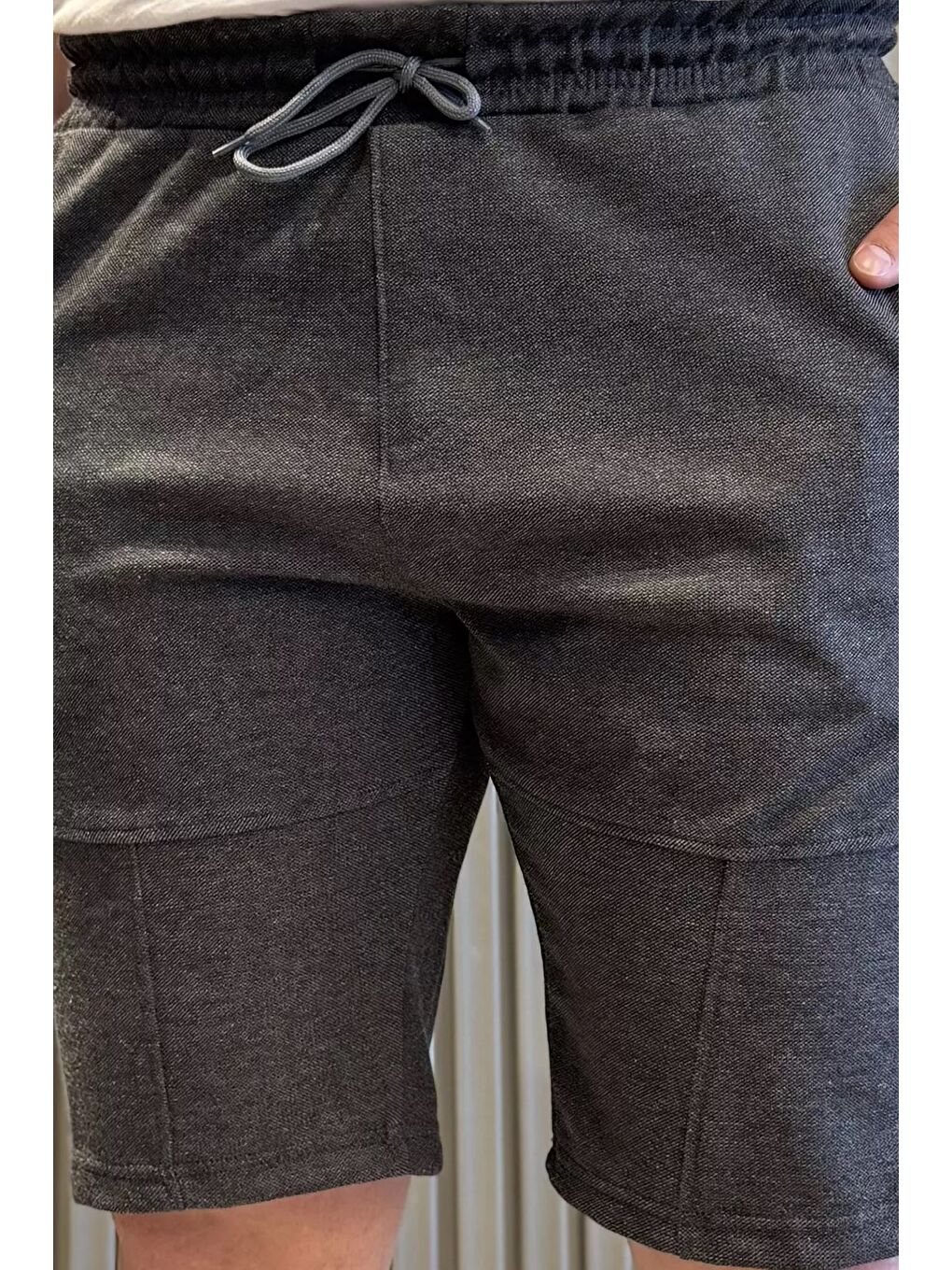 Antrasit Bağcıklı Erkek Şort-3