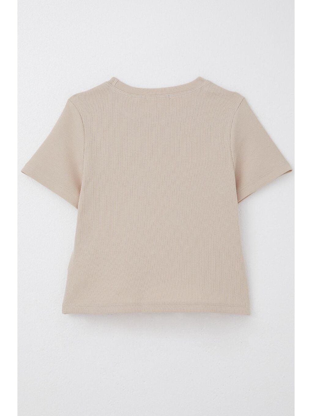 Kız Çocuk Tişört Kalp Nakış Detaylı Bej (9-14 Yaş)-1