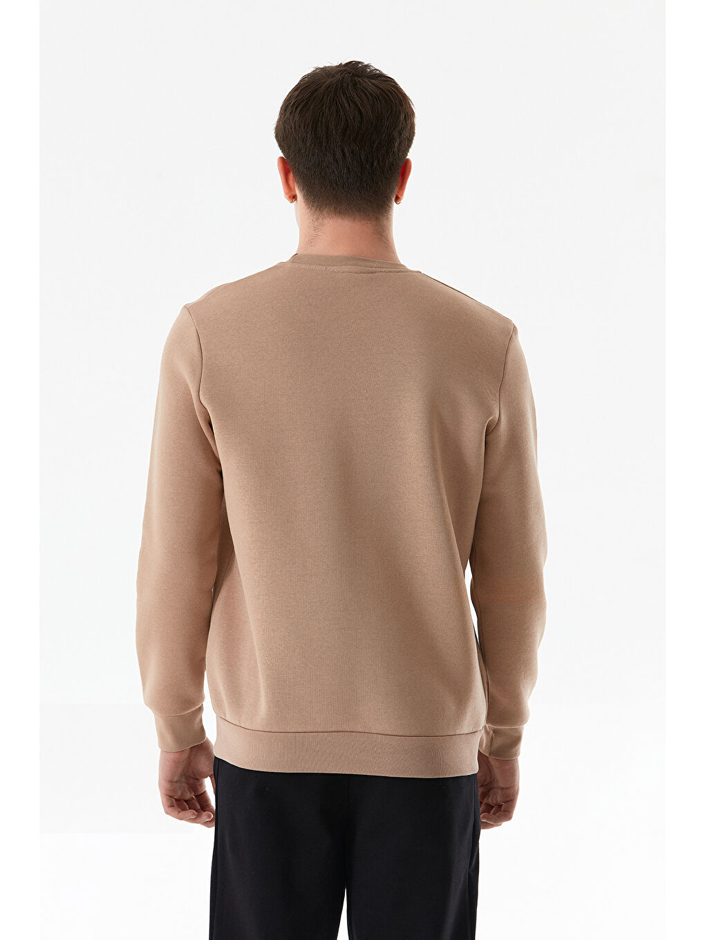 Fullamoda Camel Kabartma Baskılı Bisiklet Yaka Sweatshirt - 3