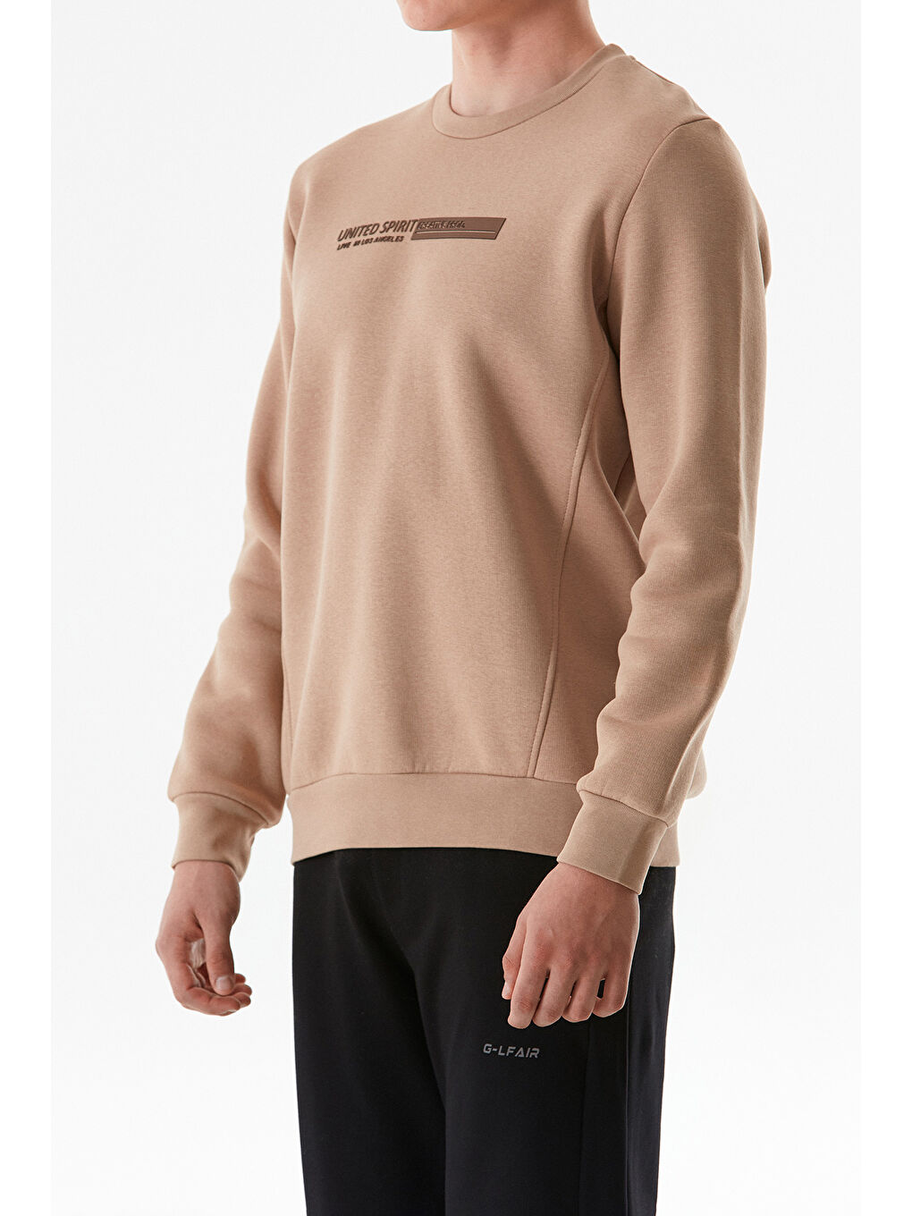 Fullamoda Camel Kabartma Baskılı Bisiklet Yaka Sweatshirt - 4