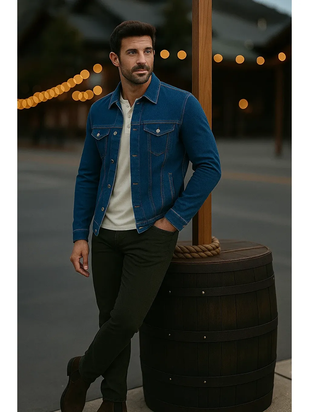 Erkek Mevsimlik Slim Fit Düğmeli Klasik K.Mavi Jean Ceket-2