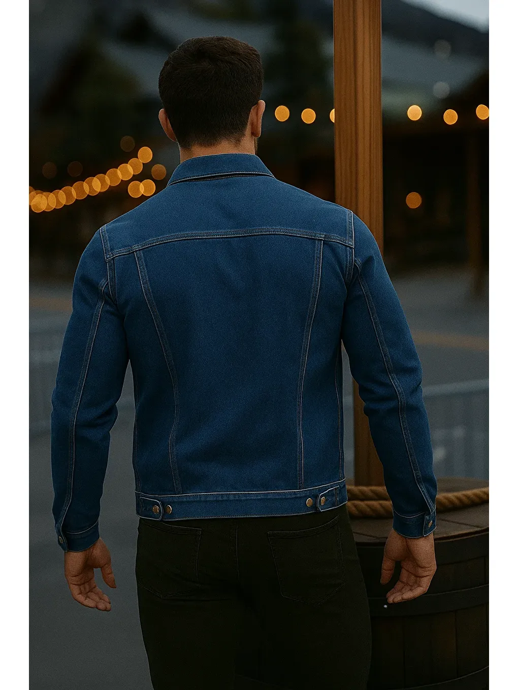 Erkek Mevsimlik Slim Fit Düğmeli Klasik K.Mavi Jean Ceket-4