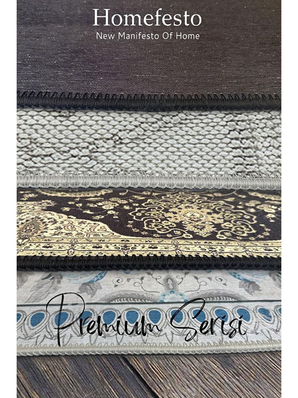 Yeşil Premium Kalite, Pamuk ve Kaydırmaz Taban, Yıkanabilir, Modern Halı  100 x 100 cm-4