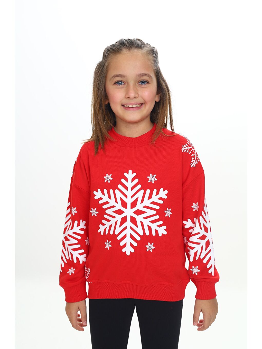 Kırmızı Kız Çocuk Baskılı Sweatshirt