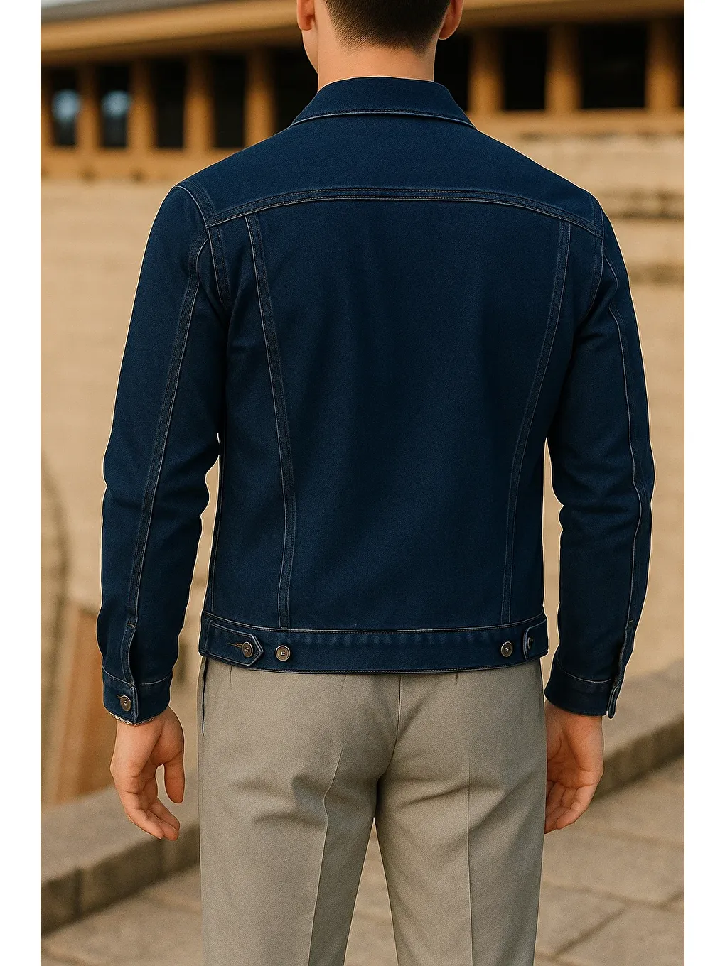 Siyah Erkek Mevsimlik Slim Fit Trend Klasik Lacivert Jean Ceket-4