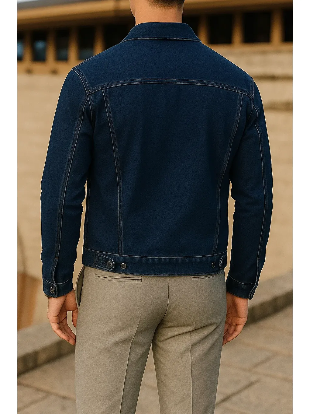 Siyah Erkek Mevsimlik Slim Fit Trend Klasik Lacivert Jean Ceket-5