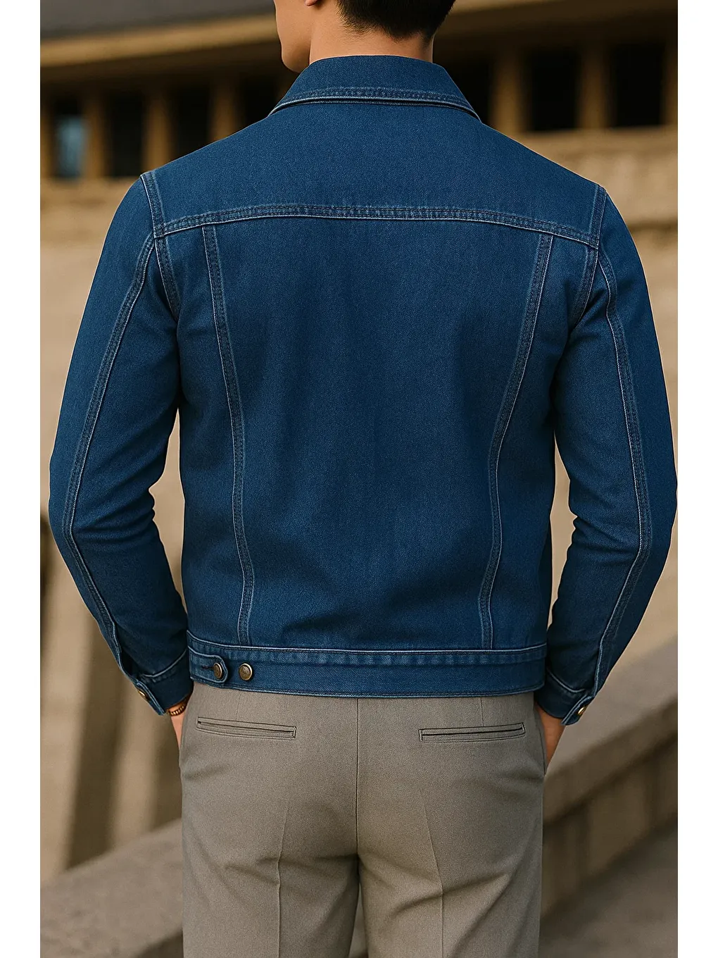 Erkek Mevsimlik Slim Fit Trend Klasik K.Mavi Jean Ceket-5