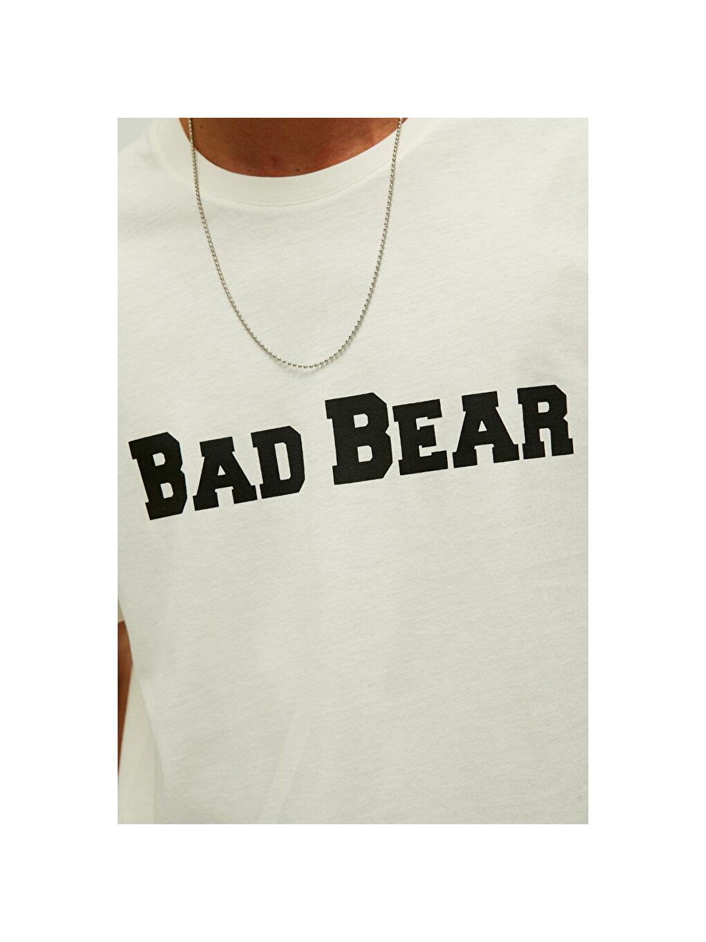 Bad Bear Title Erkek Bej Bisiklet Yaka Tişört - 1