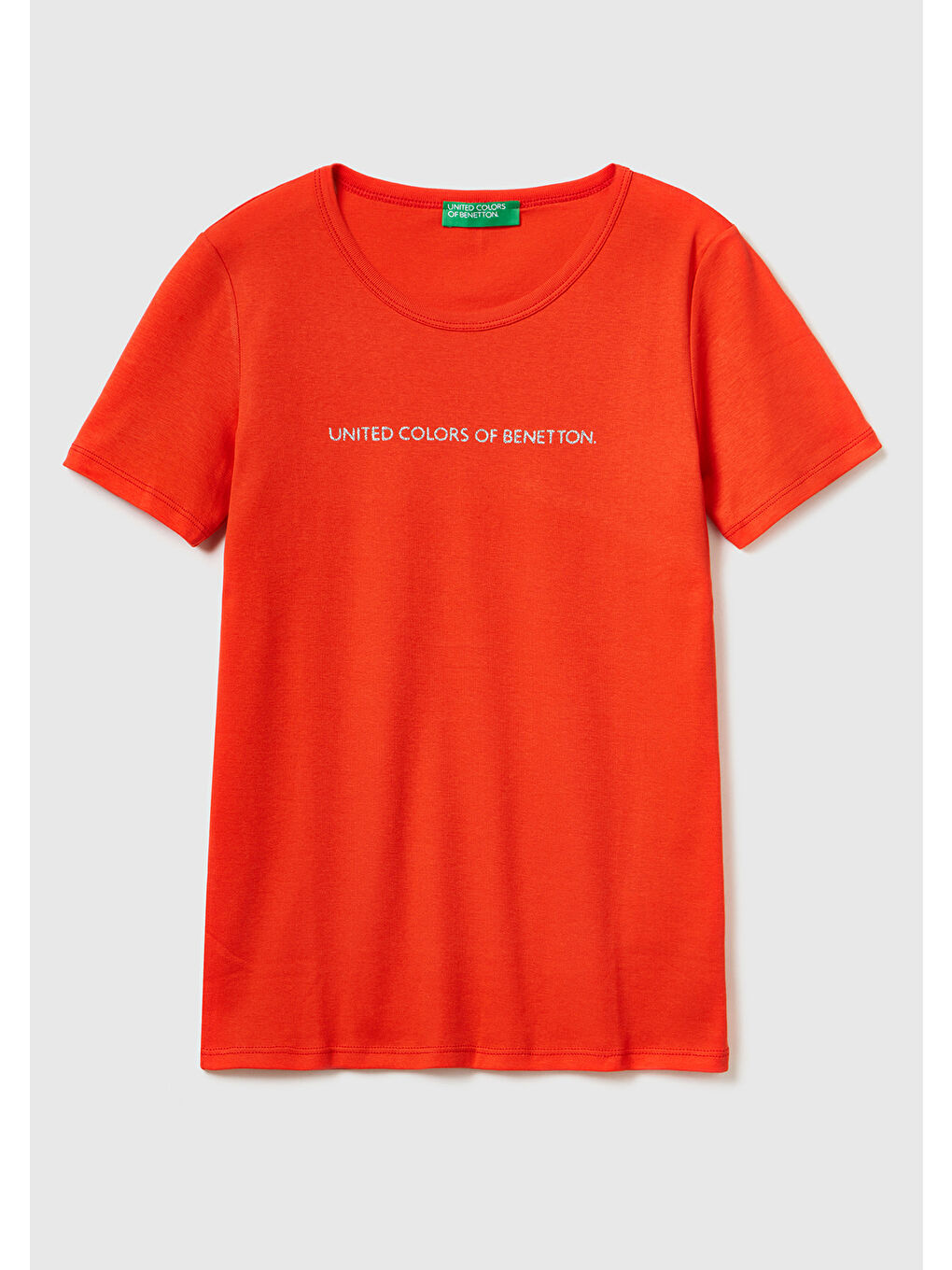 United Colors Of Benetton Kadın Kırmızı  100 Pamuk Benetton Yazılı Basic T Shirt - 1