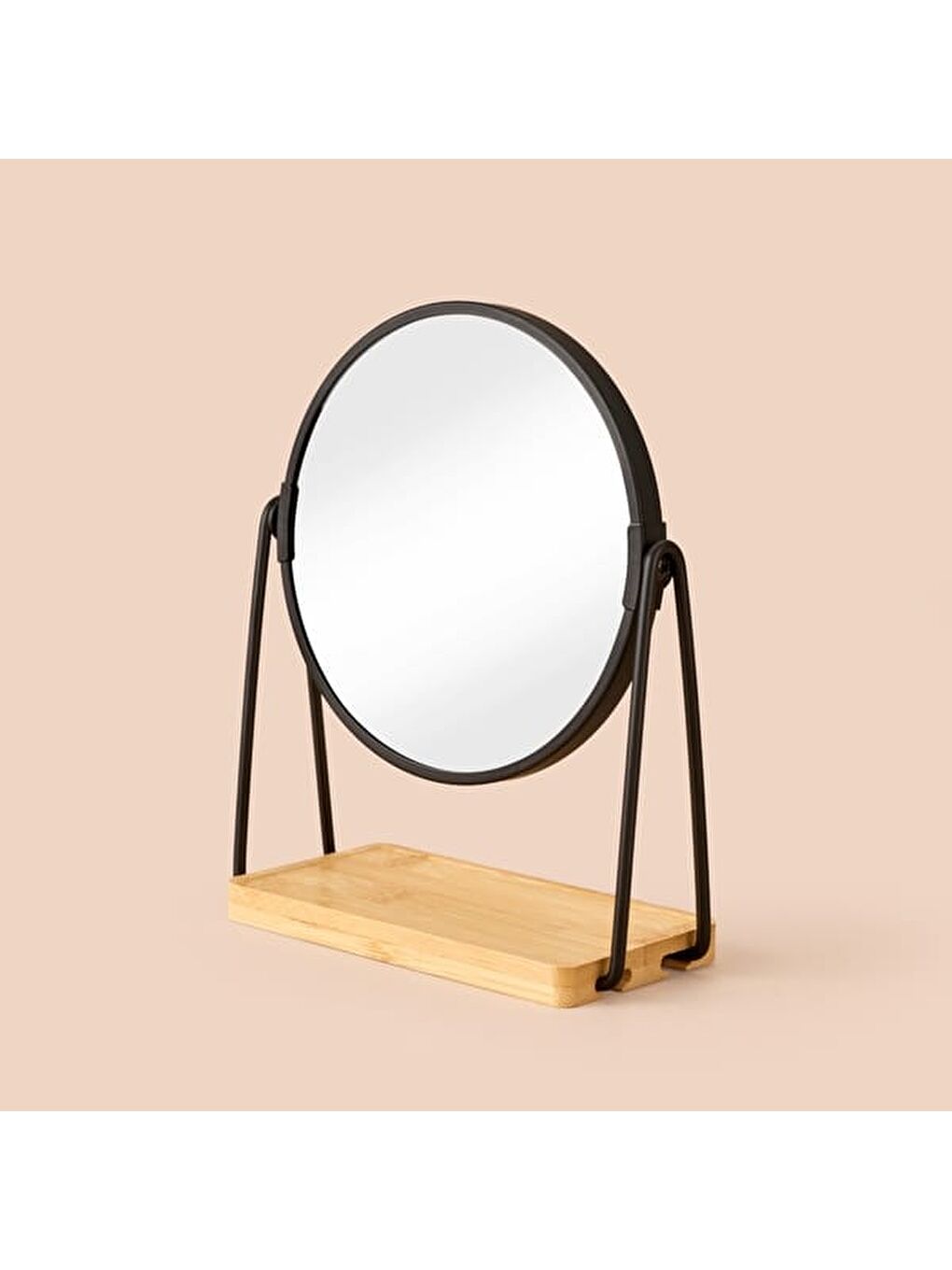 Bath Metal Yuvarlak Makyaj Aynası - Siyah-2
