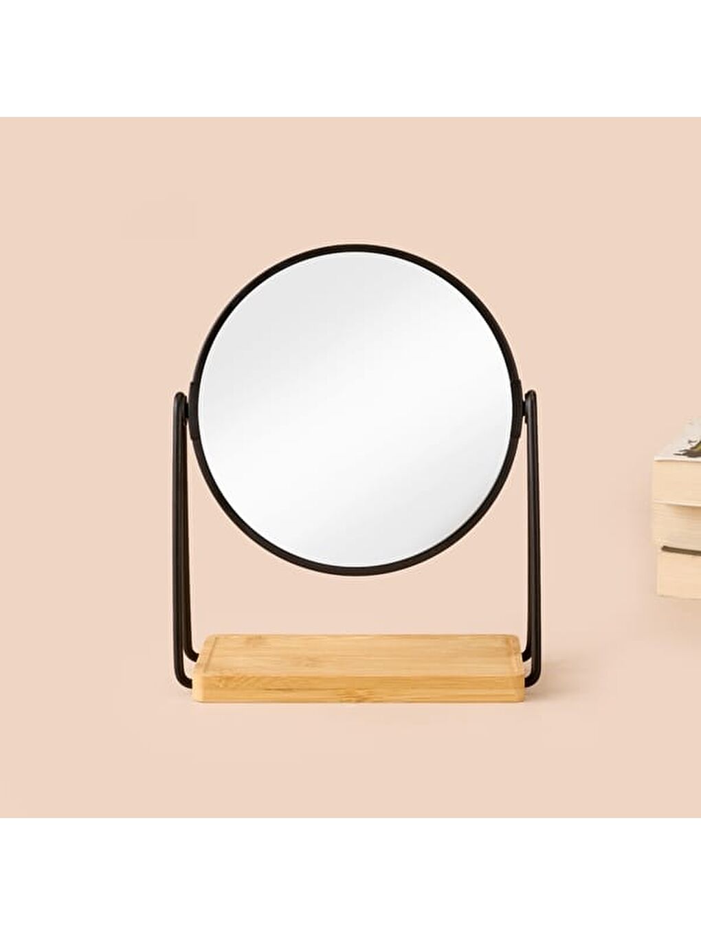 Bath Metal Yuvarlak Makyaj Aynası - Siyah-3