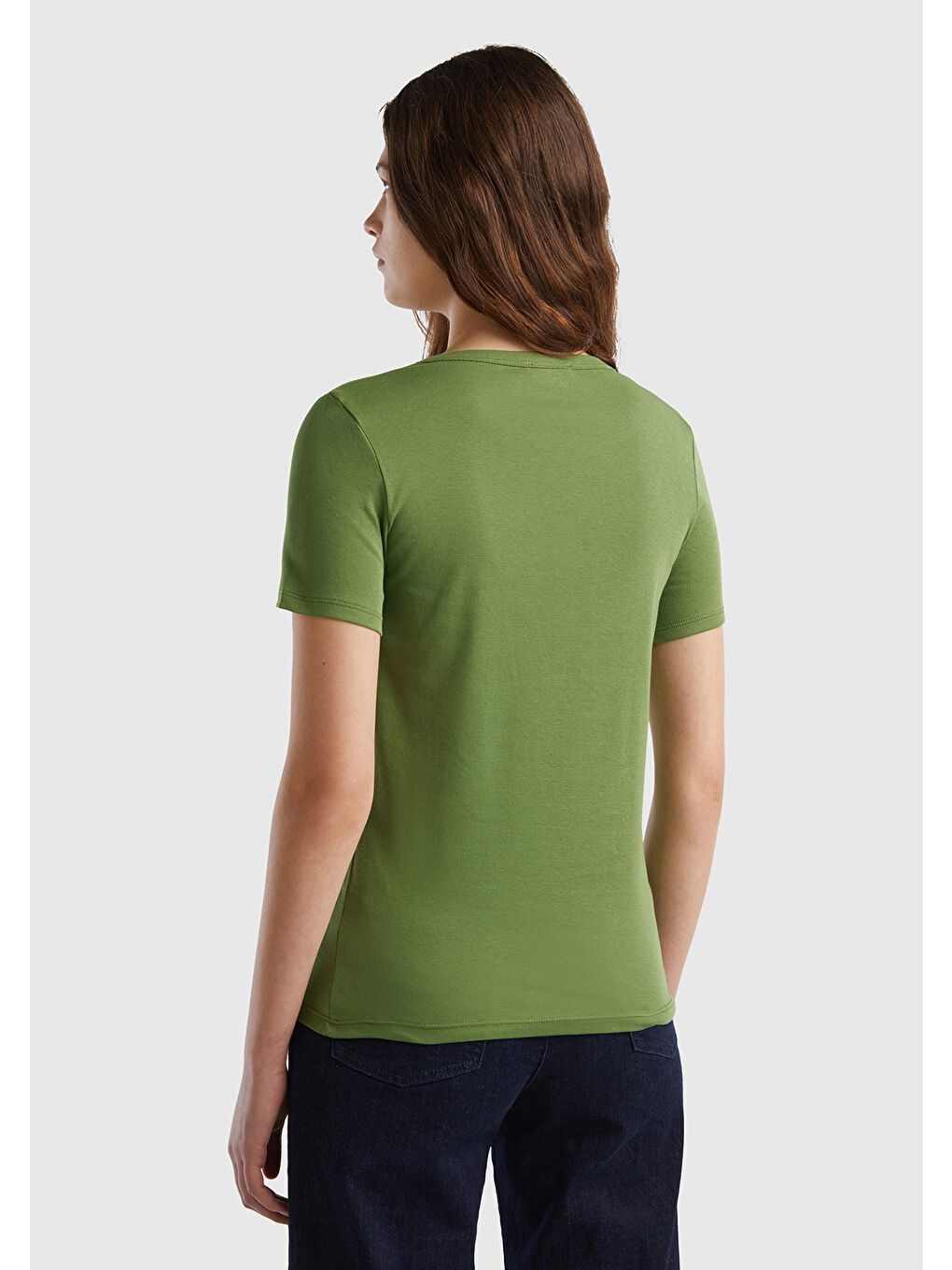 United Colors Of Benetton Kadın Soluk Yeşil  100 Pamuk Benetton Yazılı Basic T Shirt - 1