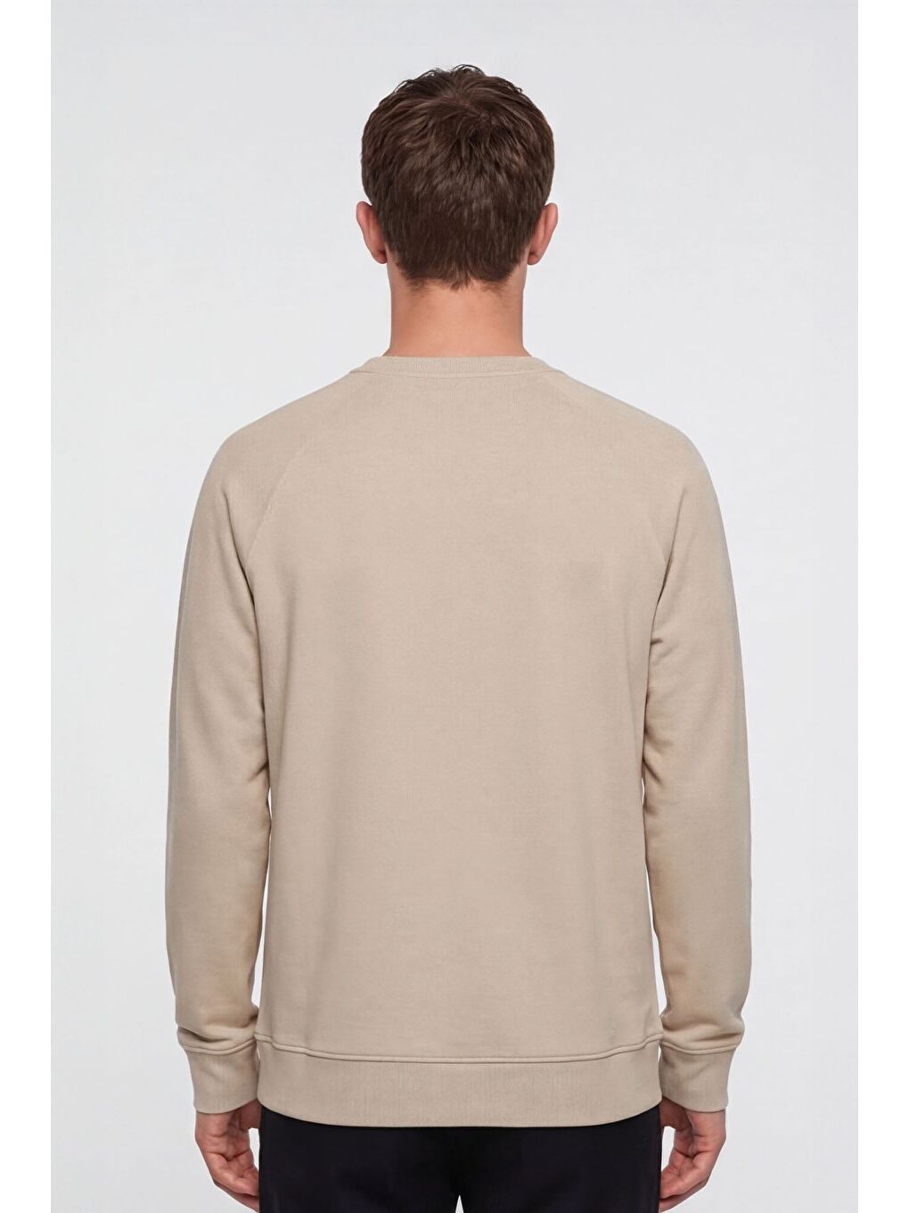 Giotelli Erkek Ekru Normal Kesim Regular Fit %100 Pamuk Örme Bisiklet Yaka Sweatshirt-3