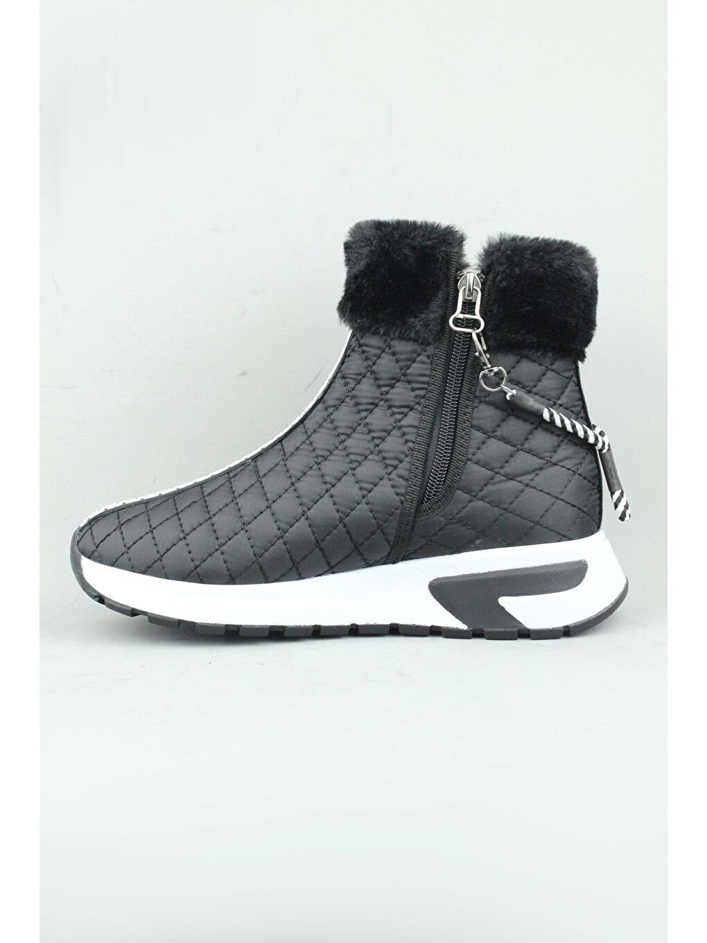 Siyah 155.685-2/2F Fermuarlı Kumaş Kışlık Bot Kadın-1