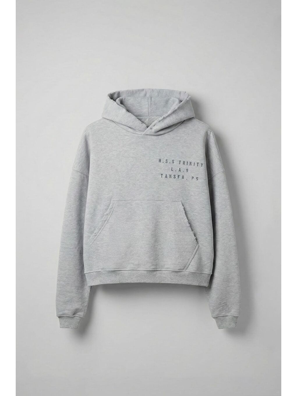 Erkek Yazı Baskılı Gramajlı Urban Hoodie Gri