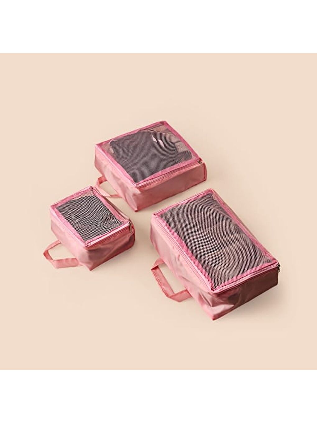 3'lü Valiz İçi Organizer Set - Pembe-1