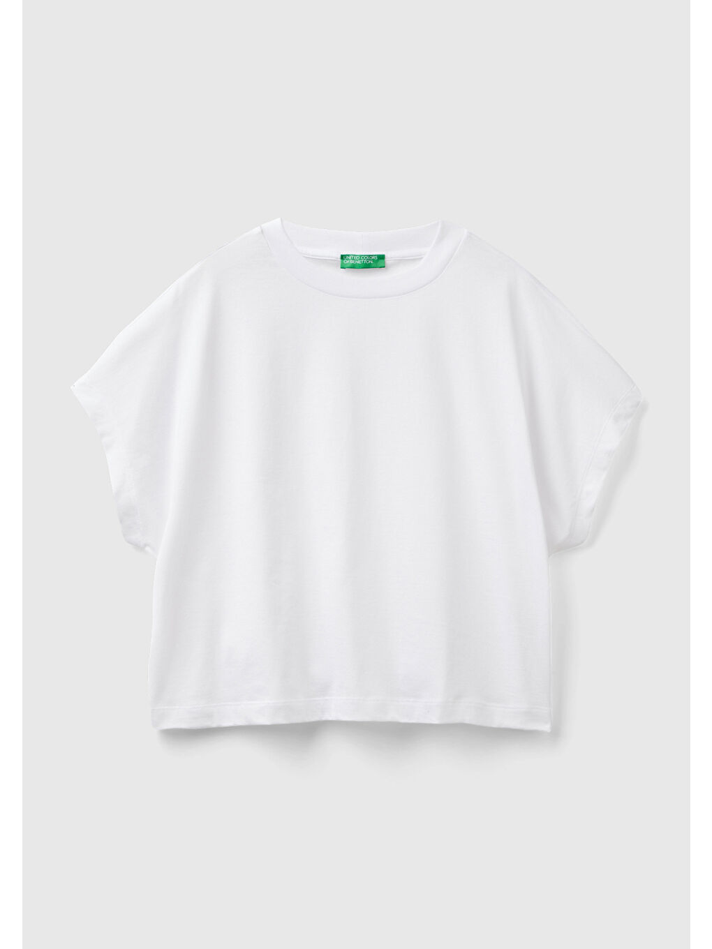 United Colors Of Benetton Kadın Beyaz %100 Pamuk Kimono Kollu Bisiklet Yaka T-Shirt - 1