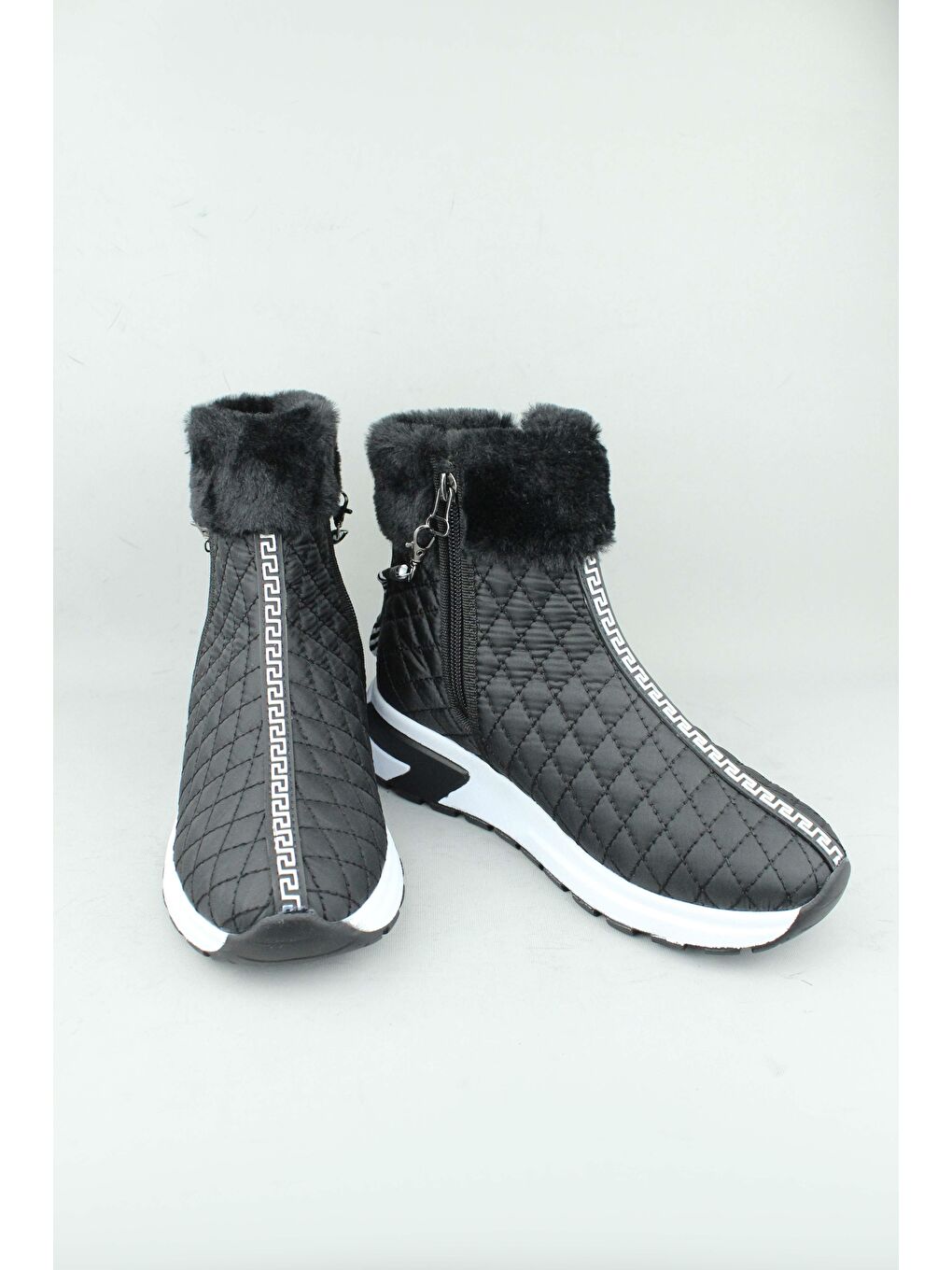 Siyah 155.685-2/2F Fermuarlı Kumaş Kışlık Bot Kadın-2