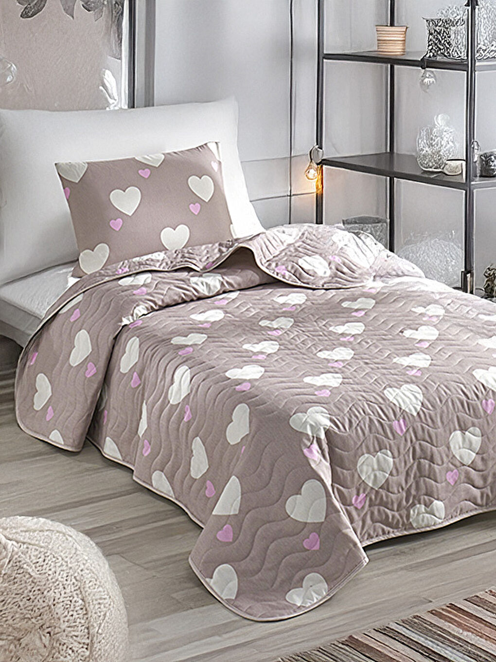 Pembe Çok Amaçlı Tek Kişilik Örtü Gül Kurusu 180 x 225 Cm