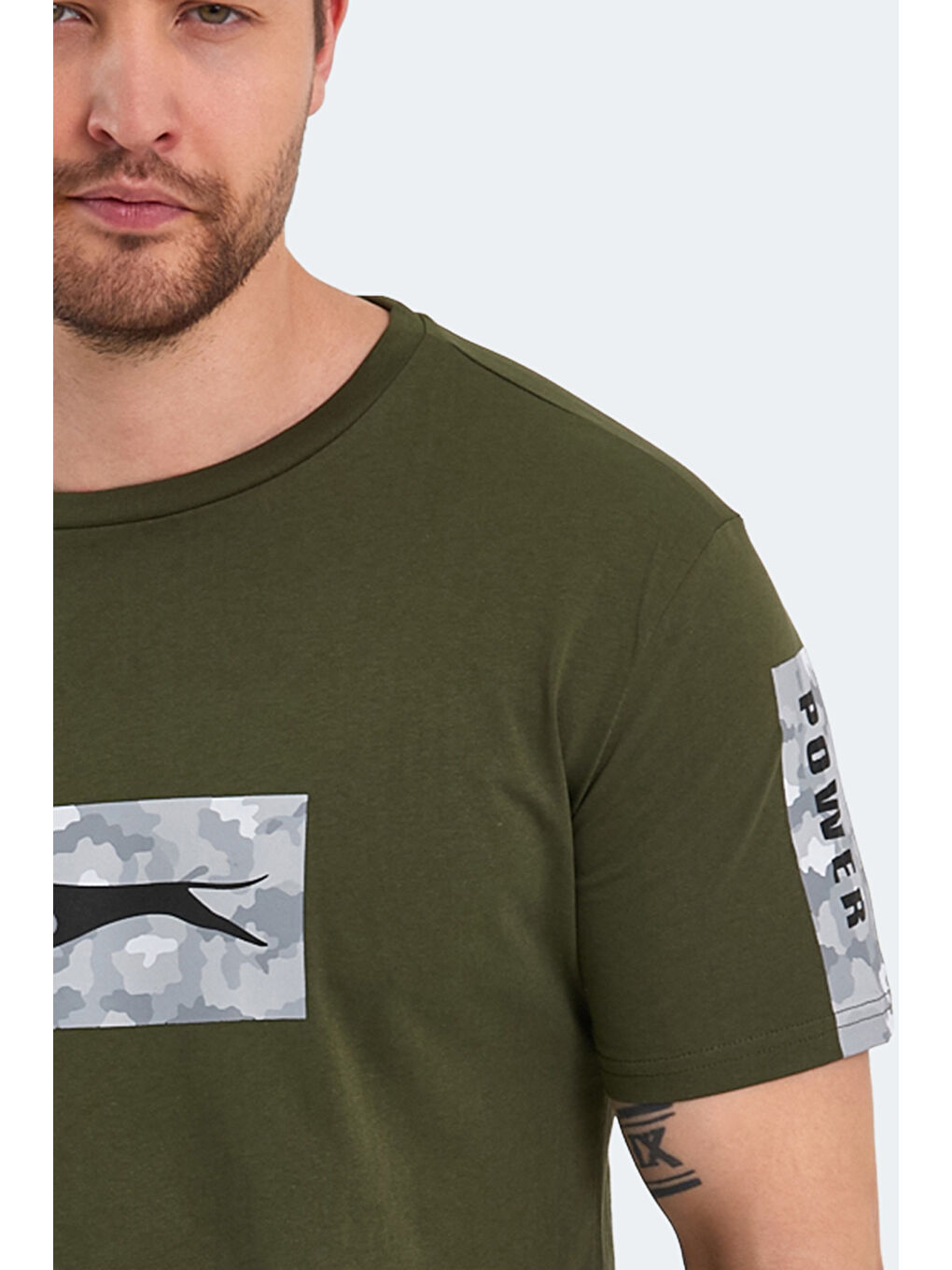 PADERAU Erkek %100 Pamuk Tişört Haki-5