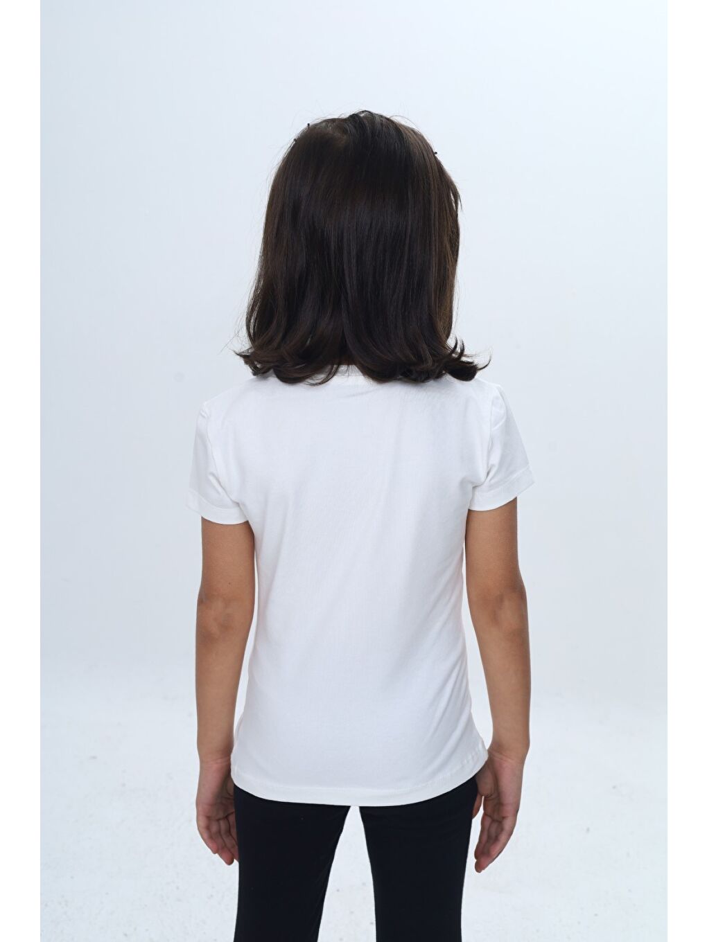 Ekru Kız Çocuk Bisiklet Yaka Kısa Kollu Tişört 24968-3